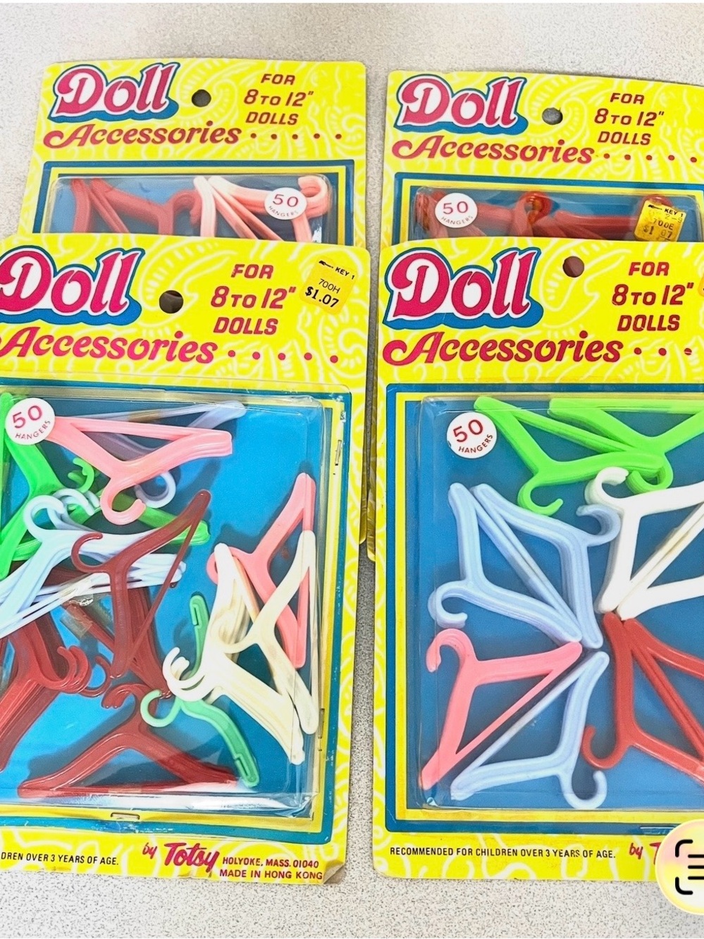 Vintage Mini Hanger Set by Totsy - Assorted Pastel Colors 4 Packs/ 200 Total